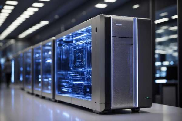 Tech-themed conversation at a table